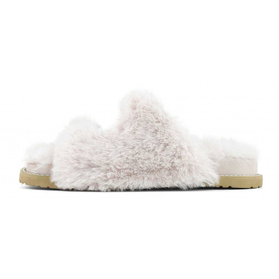 Fall Winter Coral Blue | Furry Slippers With Jewel Buckle