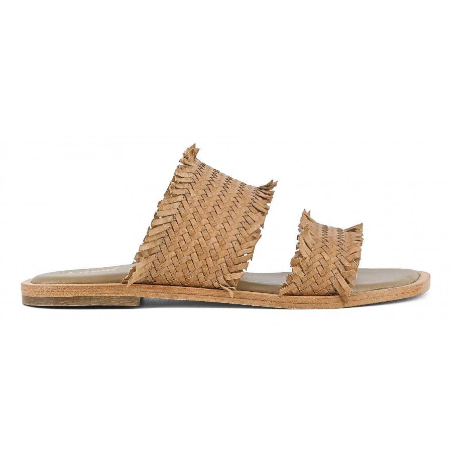 Spring Summer Coral Blue | Two-Bands Sandal In Woven Leather