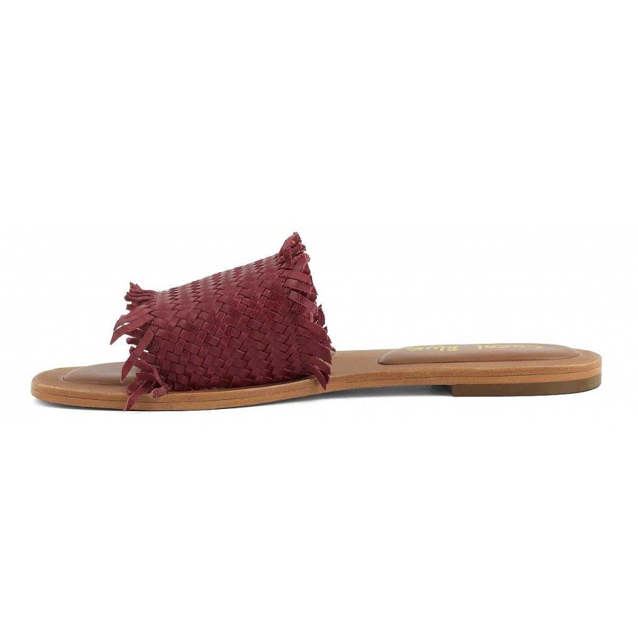 Outlet Coral Blue | Leather Woven Mule Sandal