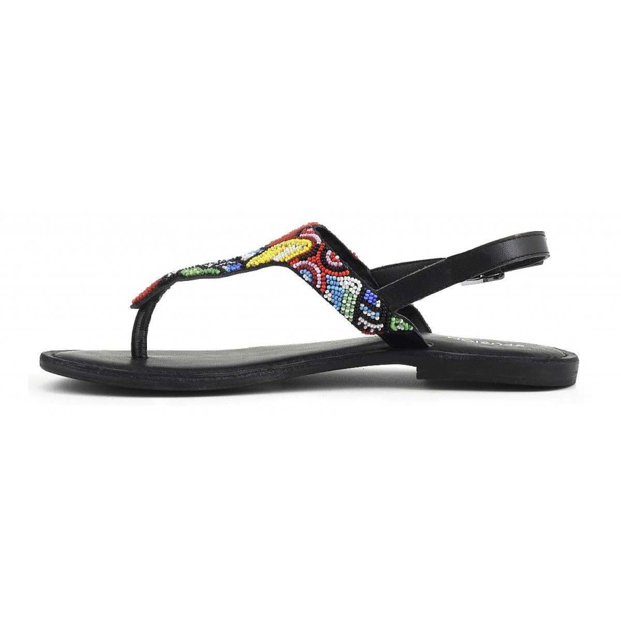 Outlet Coral Blue | Embroidery Thong Sandal