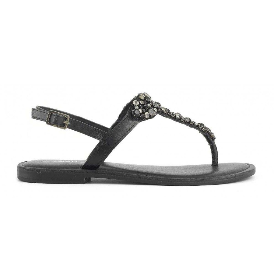 Outlet Coral Blue | Thong Sandal With Jewelled Embroidery