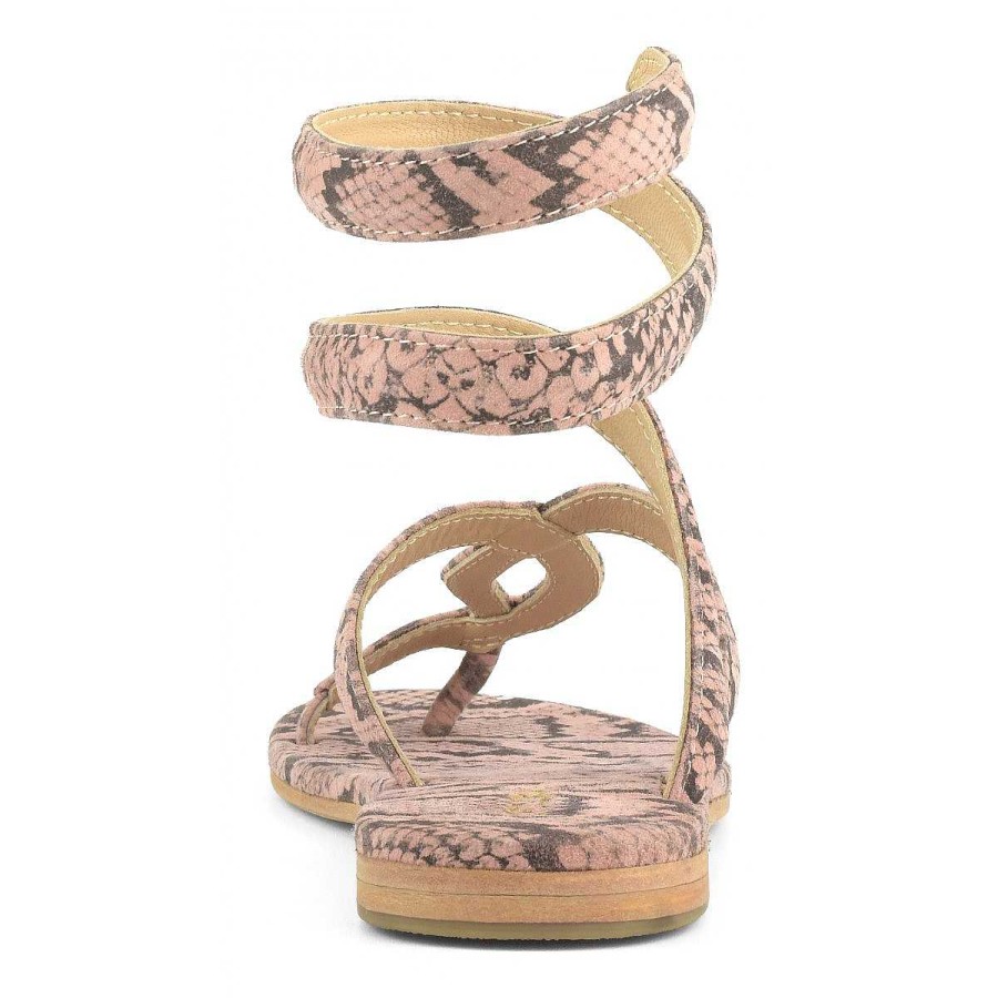 Outlet Coral Blue | Wrap Up Suede Sandal With Python Printing