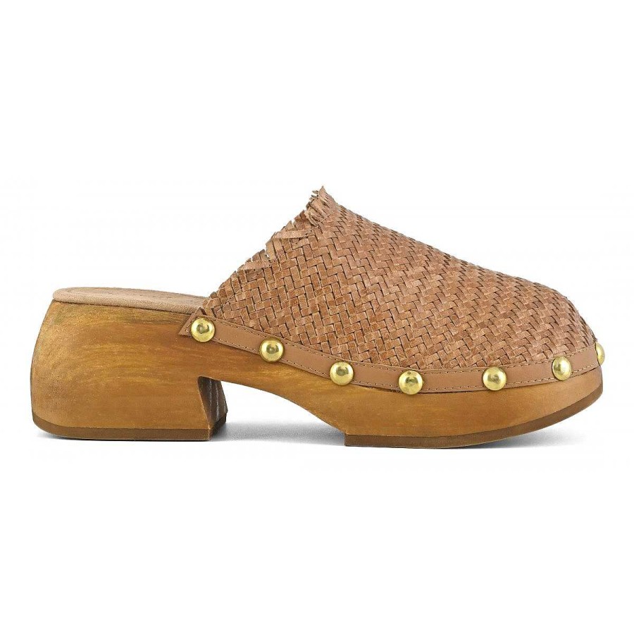 Spring Summer Coral Blue | Woven Wood Clog