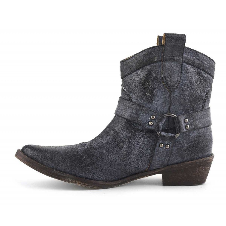 Outlet Coral Blue | Fabric Texan Boot Vintage Effect