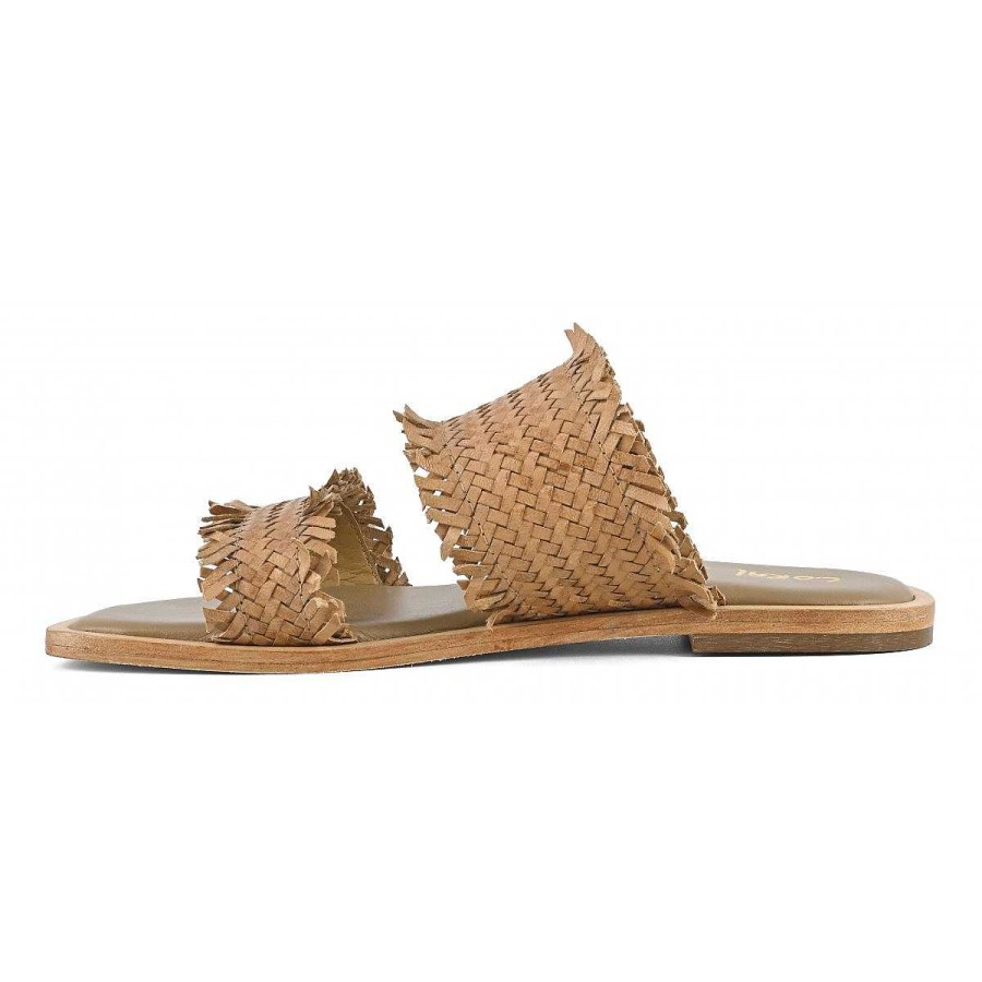 Spring Summer Coral Blue | Two-Bands Sandal In Woven Leather