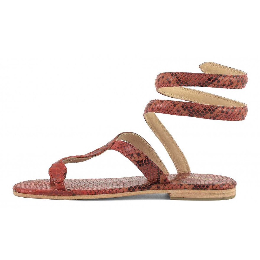 Outlet Coral Blue | Wrap Up Pyton Printing Leather Sandal