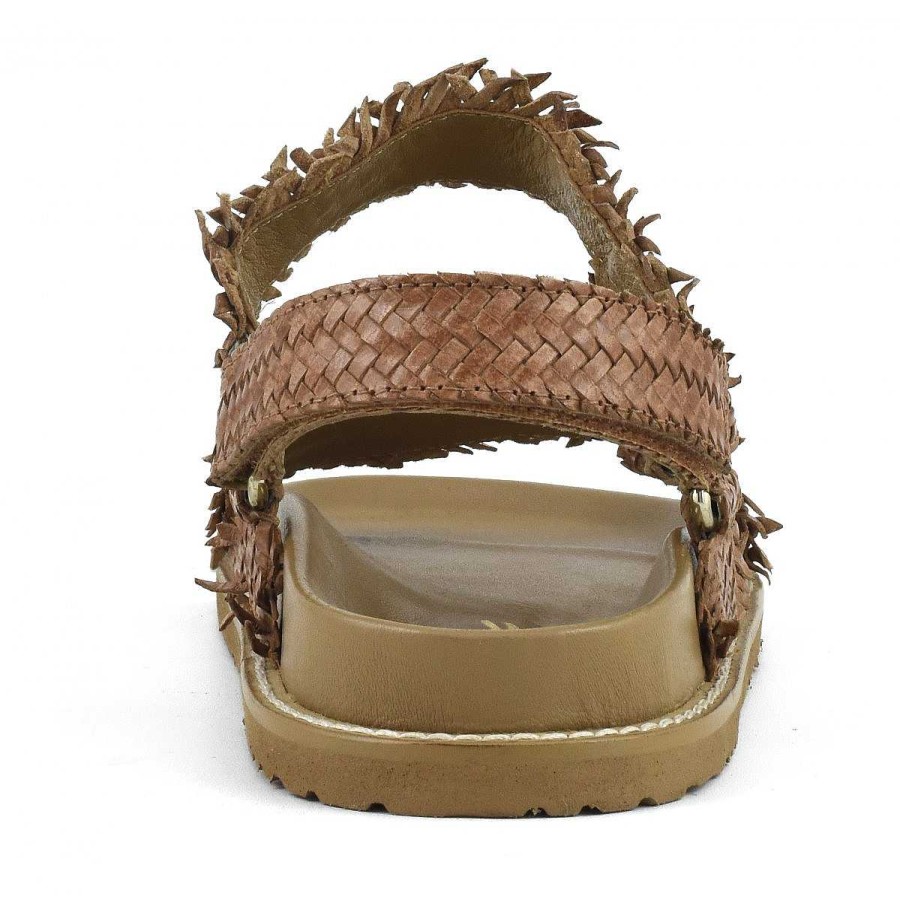 Spring Summer Coral Blue | Woven Leather Velcro Sandal