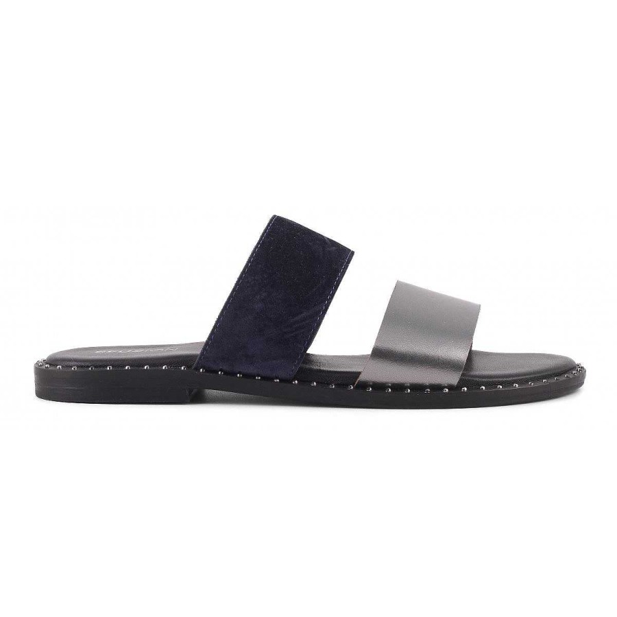 Outlet Coral Blue | Double Velvet Strips Sandals