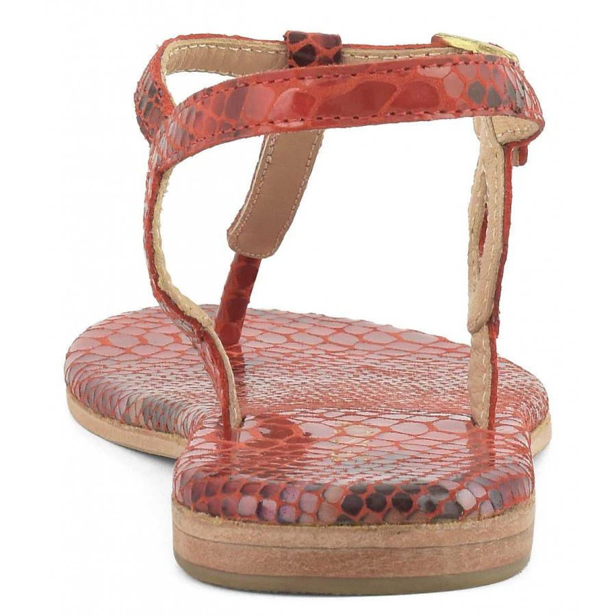 Outlet Coral Blue | Thong Pyton Printing Leather Sandal