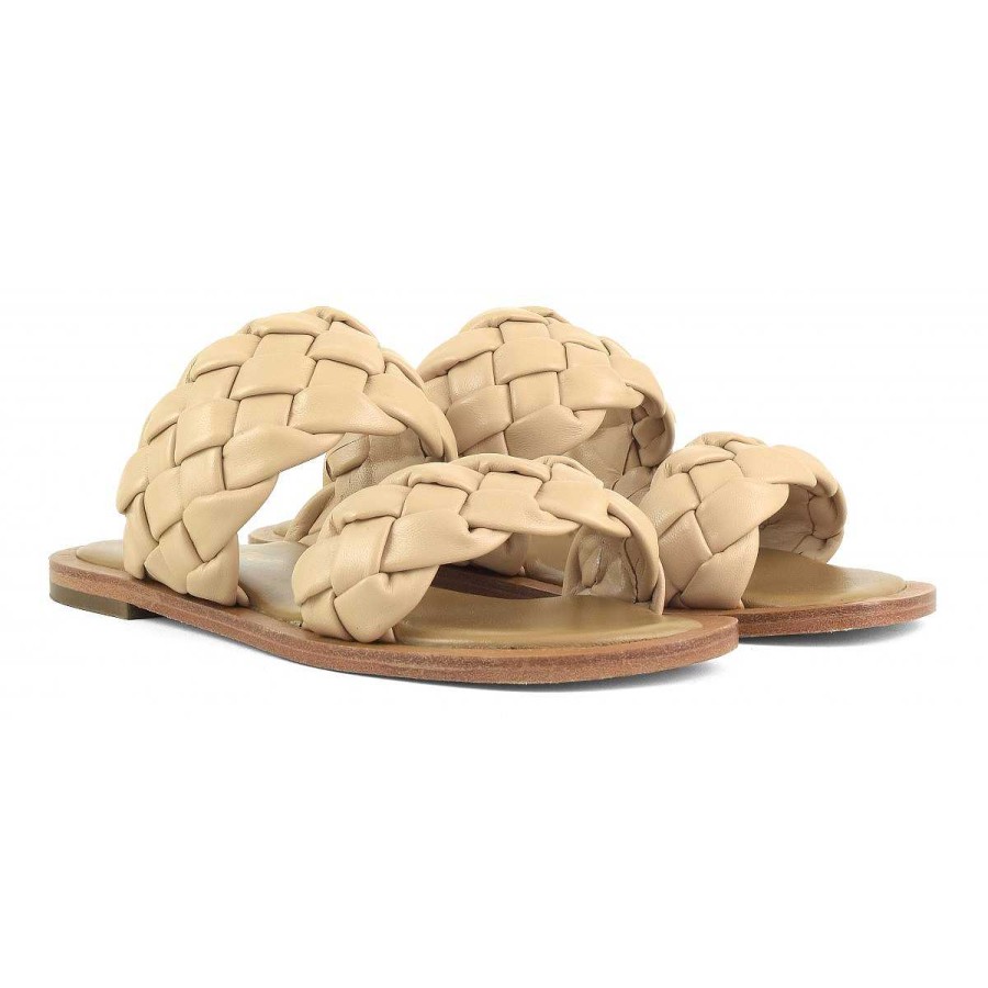 Outlet Coral Blue | Woven Leather Double Band Sandal