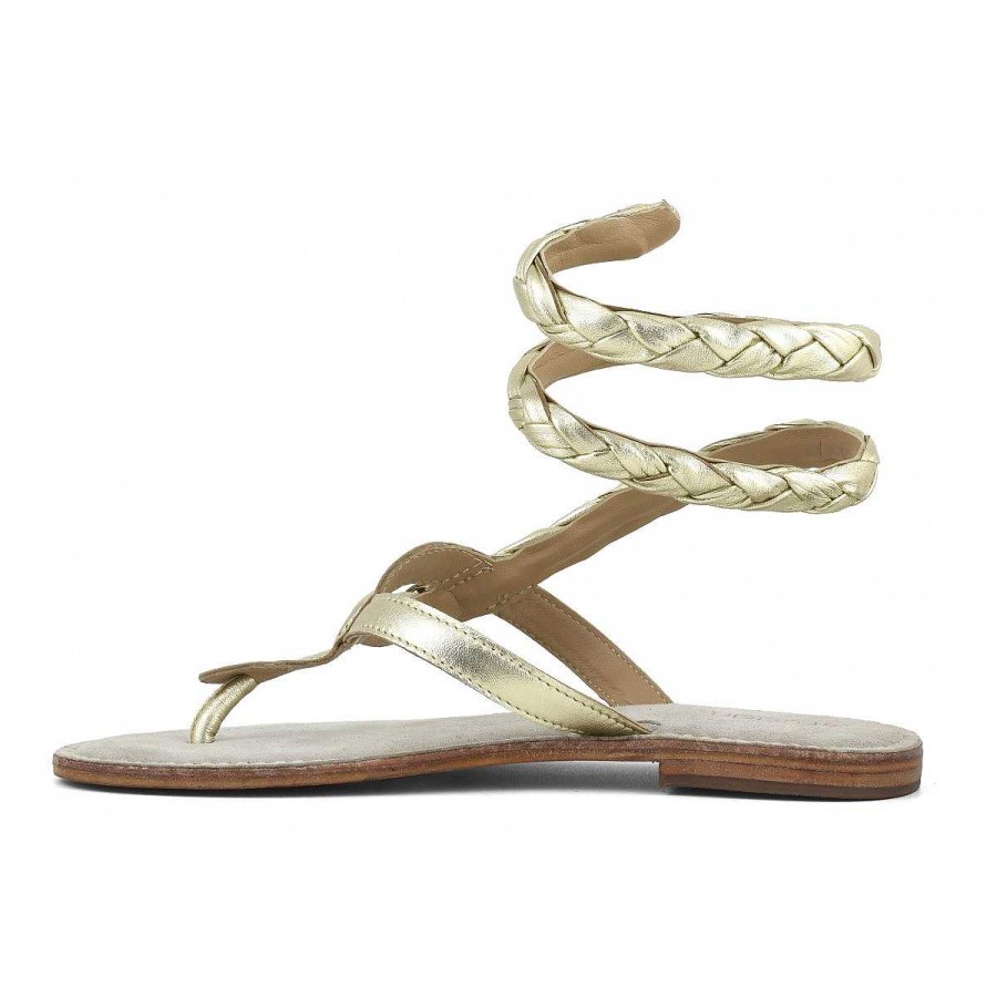 Outlet Coral Blue | Woven Leather Wrap Up Sandal